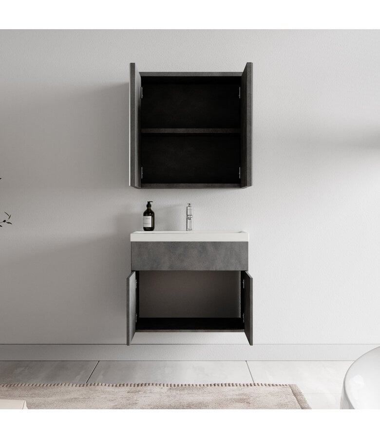 Badplaats Badkamermeubel Montreal 60cm Met Spiegelkast - Donker Grijs