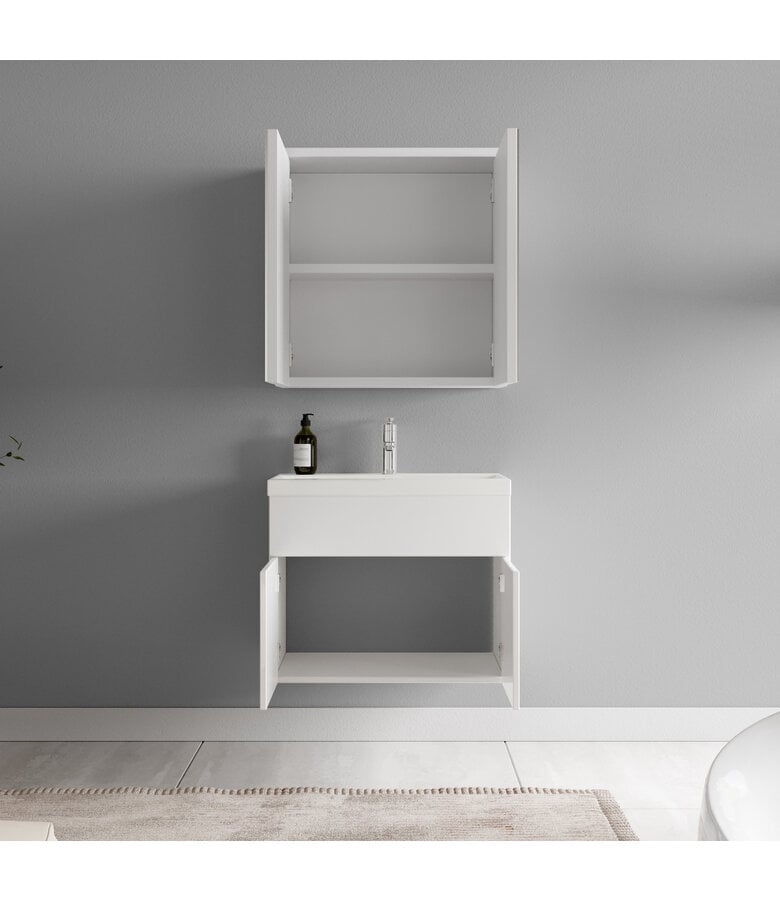 Badplaats Badkamermeubel Montreal 60cm Met Spiegelkast - Hoogglans Wit