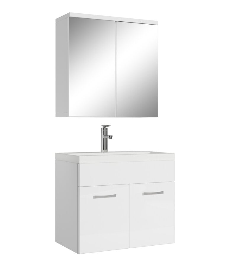 badplaats Badkamermeubel Montreal 60cm met spiegelkast - hoogglans wit