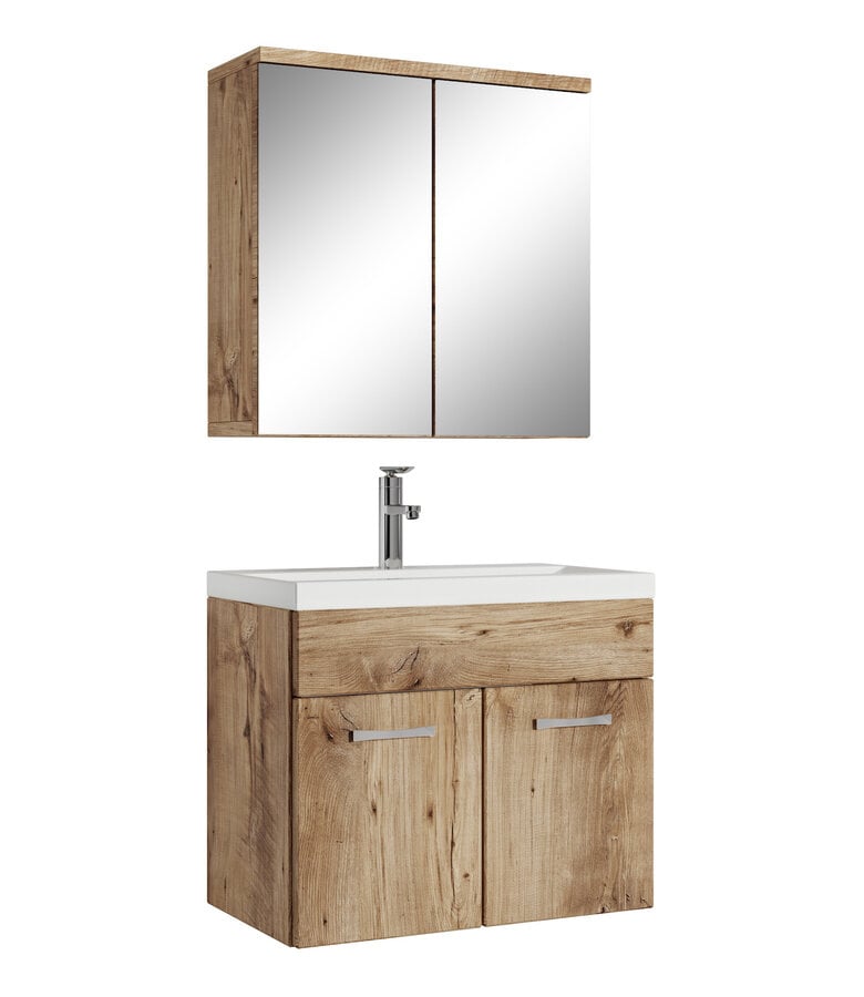 badplaats Badkamermeubel Montreal 60cm met spiegelkast - kastanje eiken