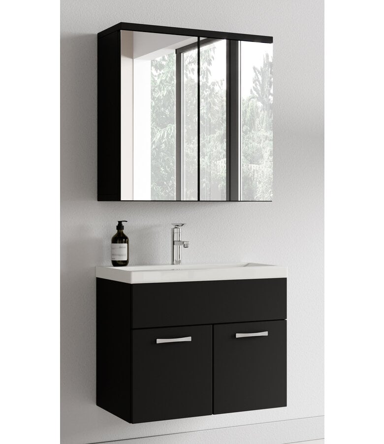 Badplaats Badkamermeubel Montreal 60cm Met Spiegelkast - Mat Zwart