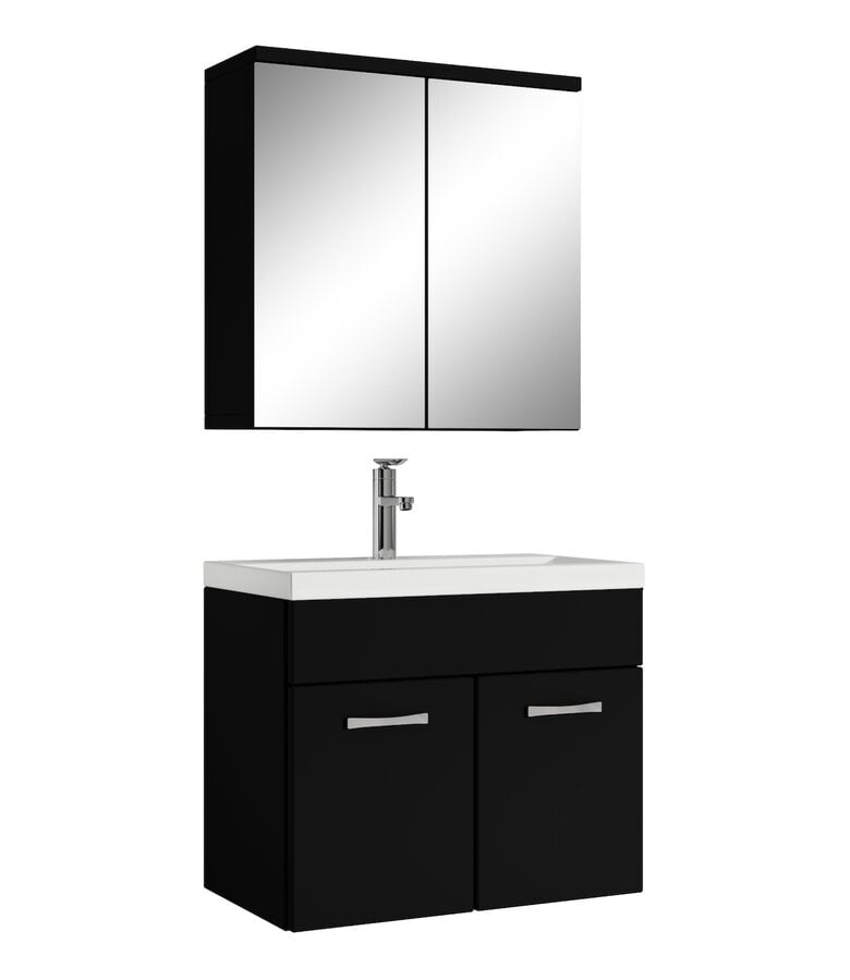 badplaats Badkamermeubel Montreal 60cm met spiegelkast - mat zwart