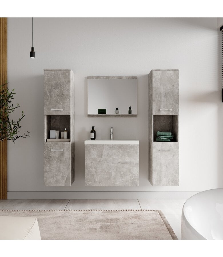 Badplaats Badkamermeubel Montreal XL 60cm Complete Set - Beton Grijs
