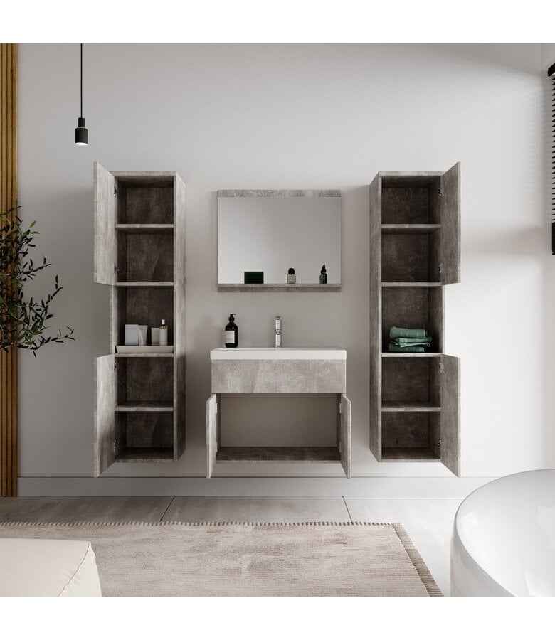 Badplaats Badkamermeubel Montreal XL 60cm Complete Set - Beton Grijs