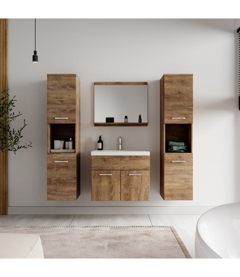 Badplaats Badkamermeubel Montreal XL 60cm Complete Set - Bruin Eiken