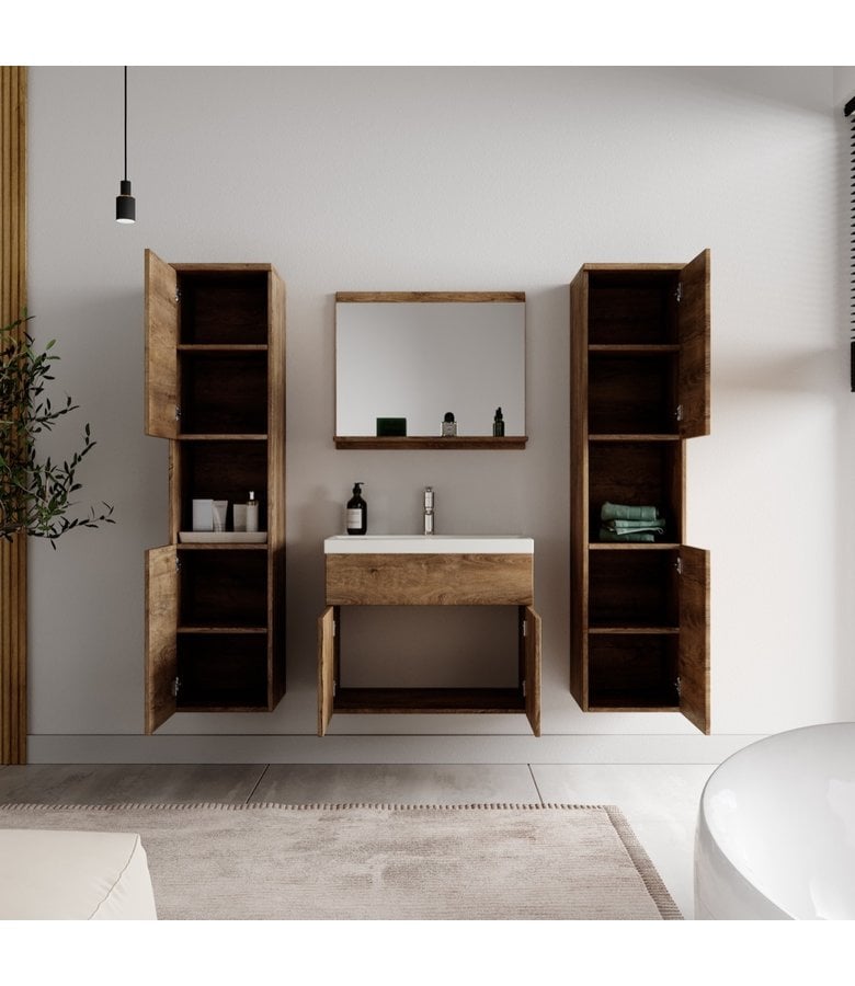 Badplaats Badkamermeubel Montreal XL 60cm Complete Set - Bruin Eiken