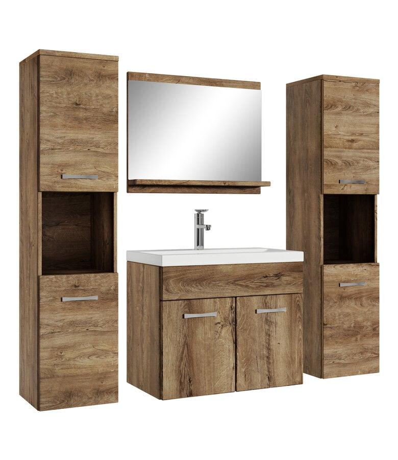 badplaats Badkamermeubel Montreal XL 60cm complete set - bruin eiken