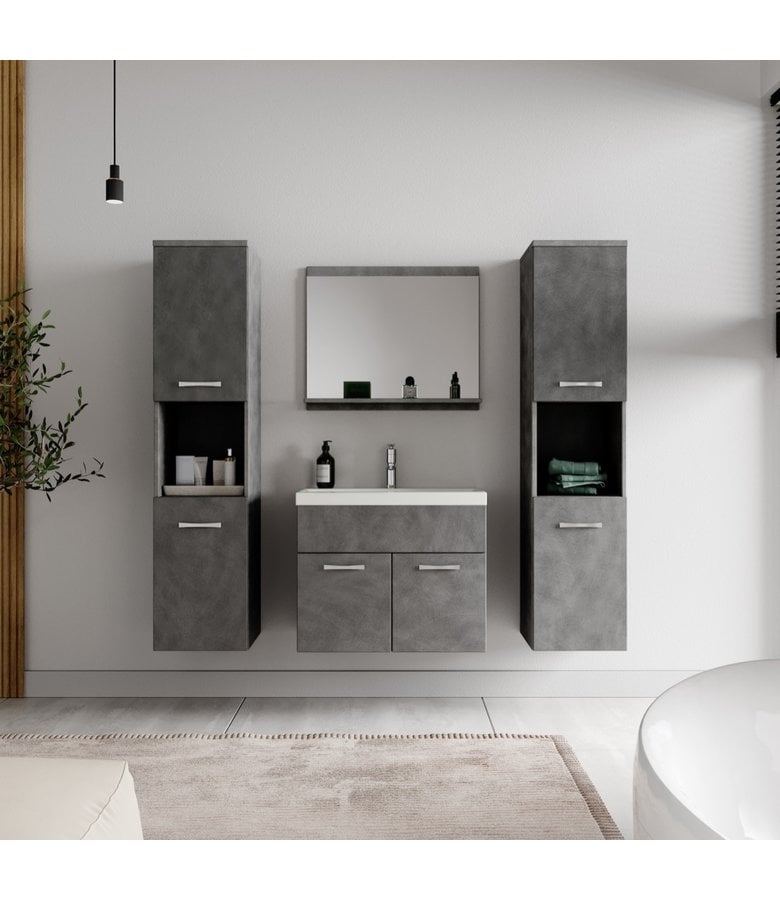 Badplaats Badkamermeubel Montreal XL 60cm Complete Set - Donker Grijs