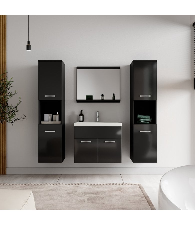 Badplaats Badkamermeubel Montreal XL 60cm Complete Set - Hoogglans Zwart