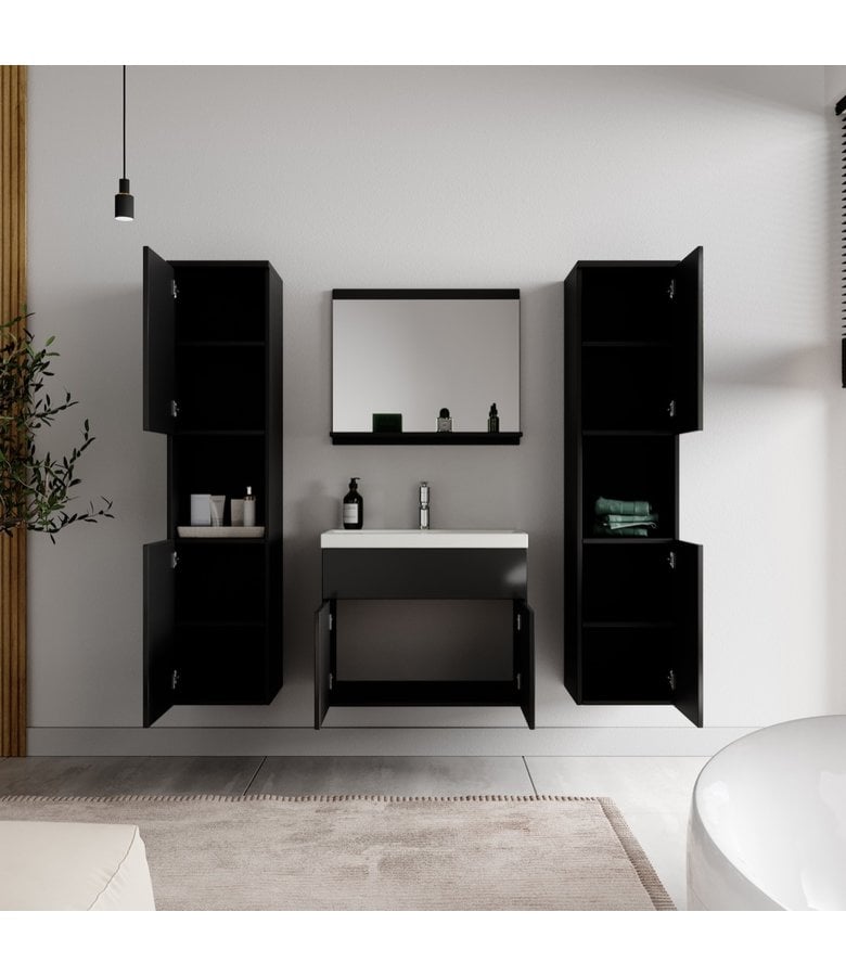 Badplaats Badkamermeubel Montreal XL 60cm Complete Set - Hoogglans Zwart