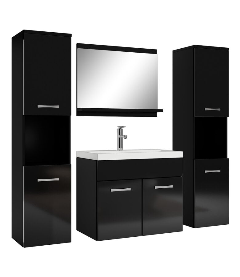 badplaats Badkamermeubel Montreal XL 60cm complete set - hoogglans zwart