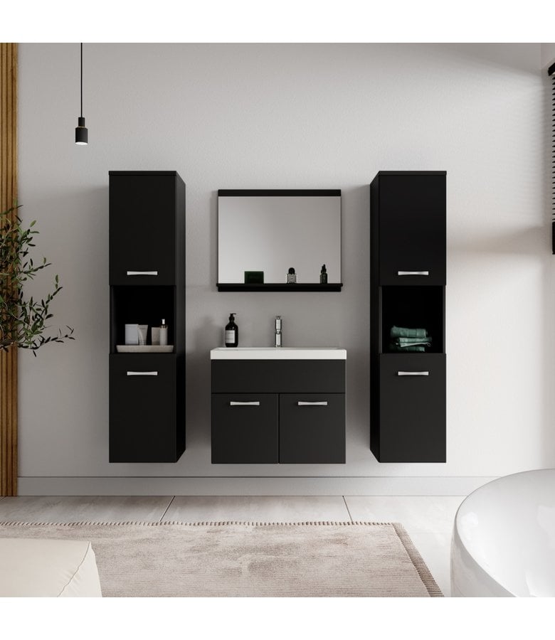 Badplaats Badkamermeubel Montreal XL 60cm Complete Set - Mat Zwart