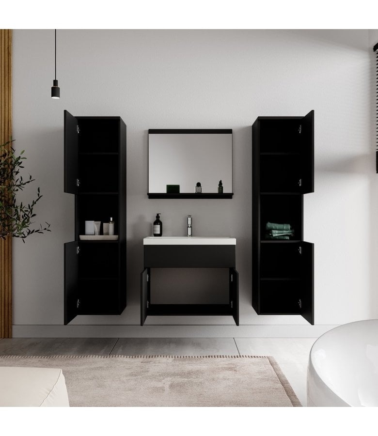 Badplaats Badkamermeubel Montreal XL 60cm Complete Set - Mat Zwart