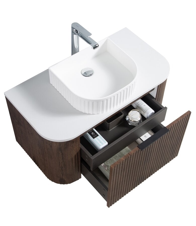 Badplaats Badkamermeubel Murcia 90cm - Walnoot Bruin - Met Bovenblad