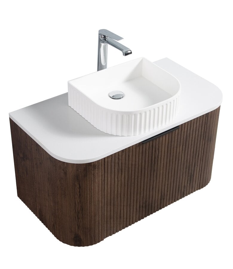 Badplaats Badkamermeubel Murcia 90cm - Walnoot Bruin - Met Bovenblad