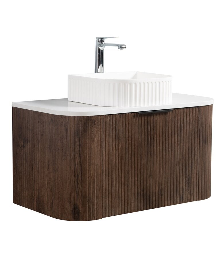 badplaats Badkamermeubel Murcia 90cm - walnoot bruin - met bovenblad