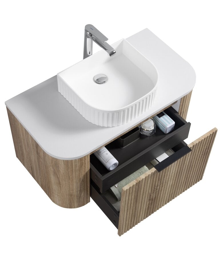 Badplaats Badkamermeubel Murcia 90cm - Wit Eiken - Met Bovenblad