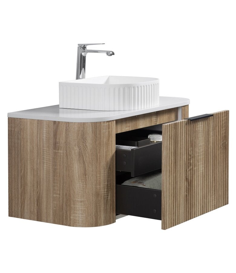 Badplaats Badkamermeubel Murcia 90cm - Wit Eiken - Met Bovenblad