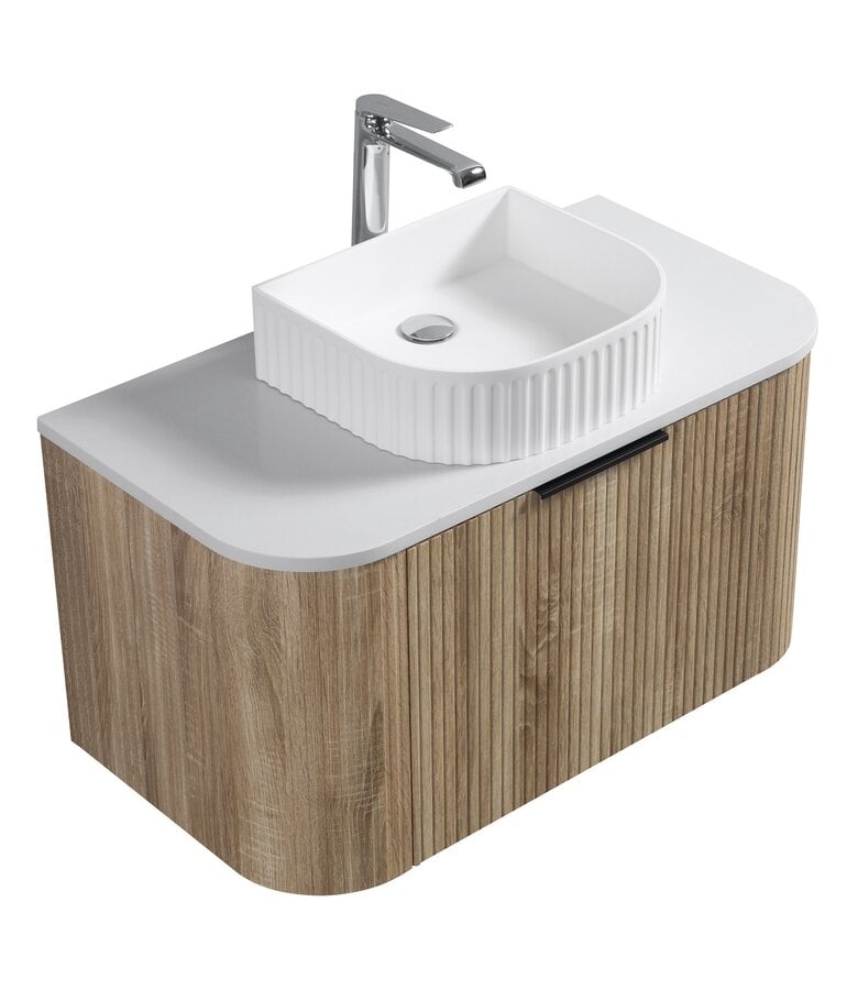 Badplaats Badkamermeubel Murcia 90cm - Wit Eiken - Met Bovenblad