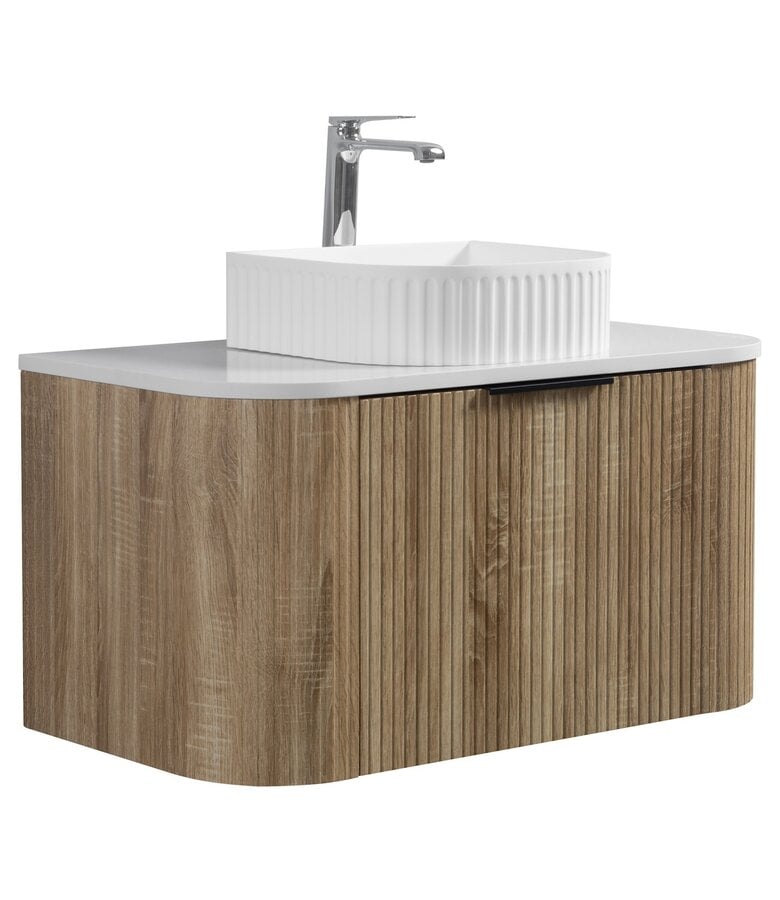 badplaats Badkamermeubel Murcia 90cm - wit eiken - met bovenblad