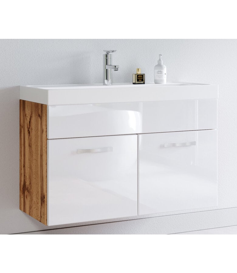 Badplaats Badkamermeubel Paso 01 80cm - Eiken Met Wit