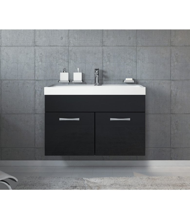 Badplaats Badkamermeubel Paso 01 80cm - Hoogglans Zwart