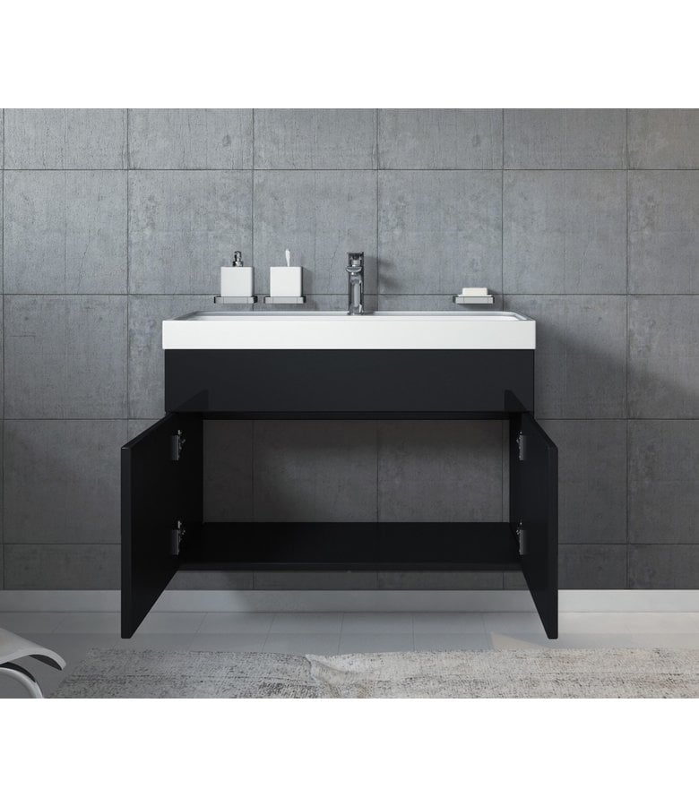 Badplaats Badkamermeubel Paso 01 80cm - Hoogglans Zwart