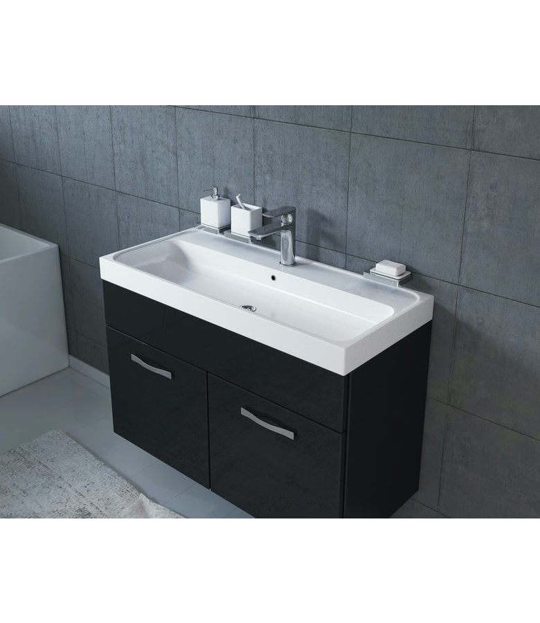 Badplaats Badkamermeubel Paso 01 80cm - Hoogglans Zwart