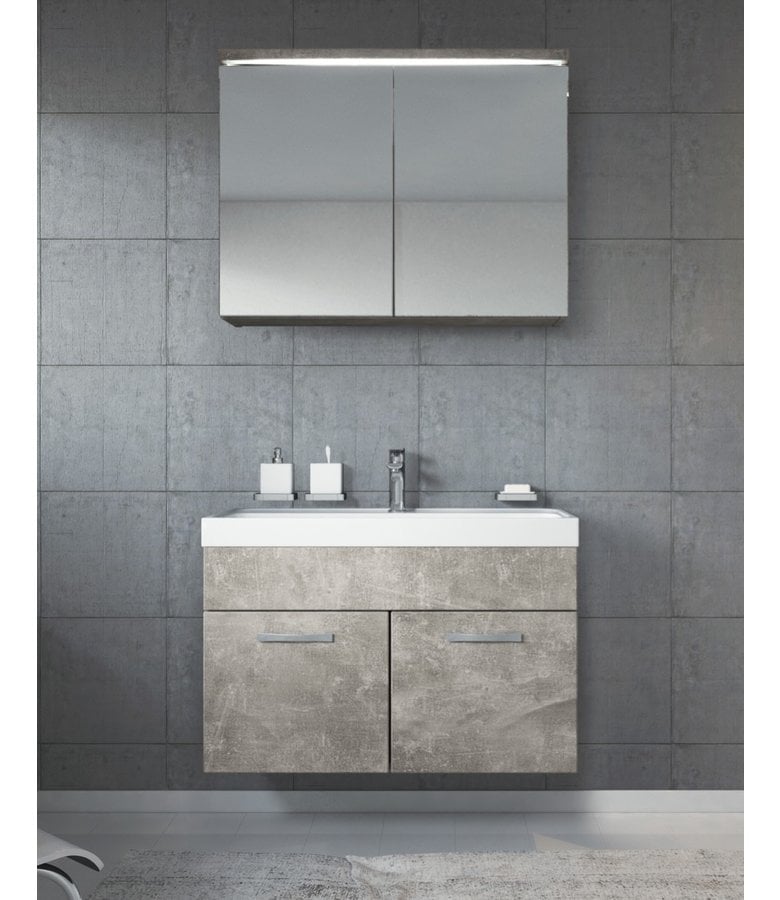 Badplaats Badkamermeubel Paso 02 80cm Met Spiegelkast - Beton Grijs