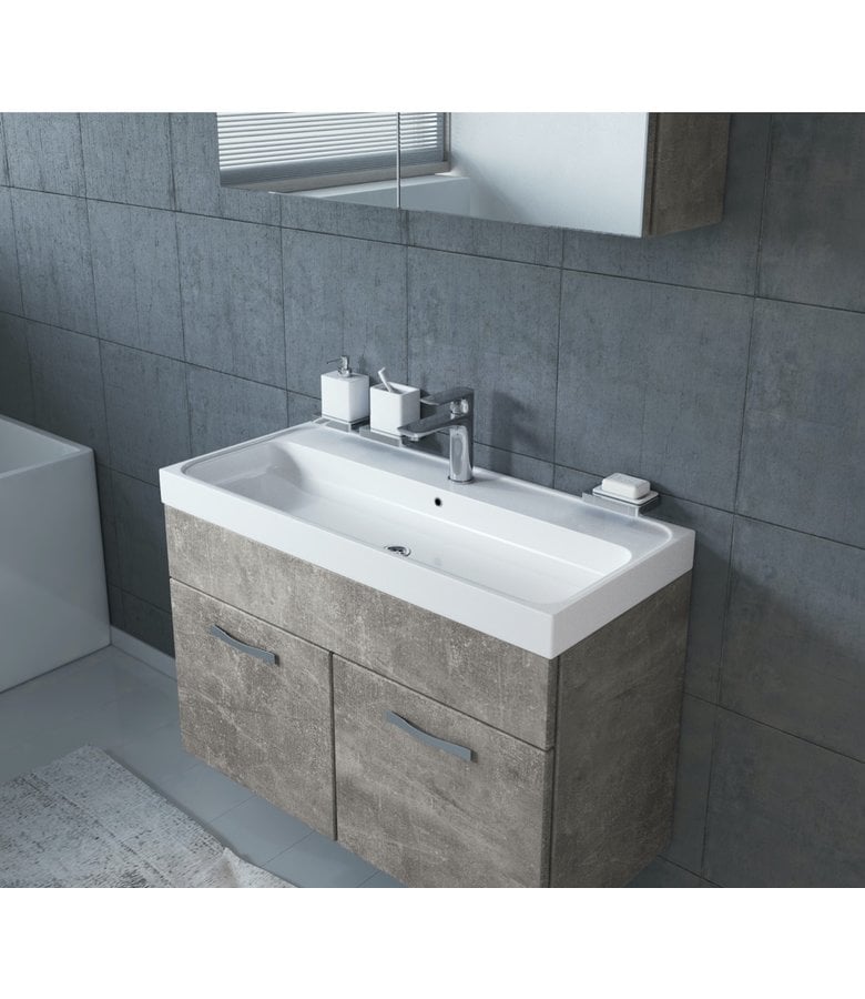 Badplaats Badkamermeubel Paso 02 80cm Met Spiegelkast - Beton Grijs