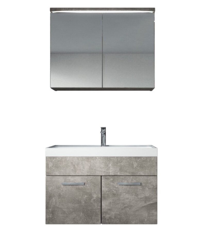 badplaats Badkamermeubel Paso 02 80cm met spiegelkast - beton grijs