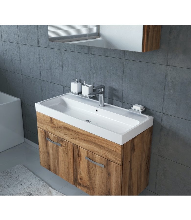 Badplaats Badkamermeubel Paso 02 80cm Met Spiegelkast - Eiken