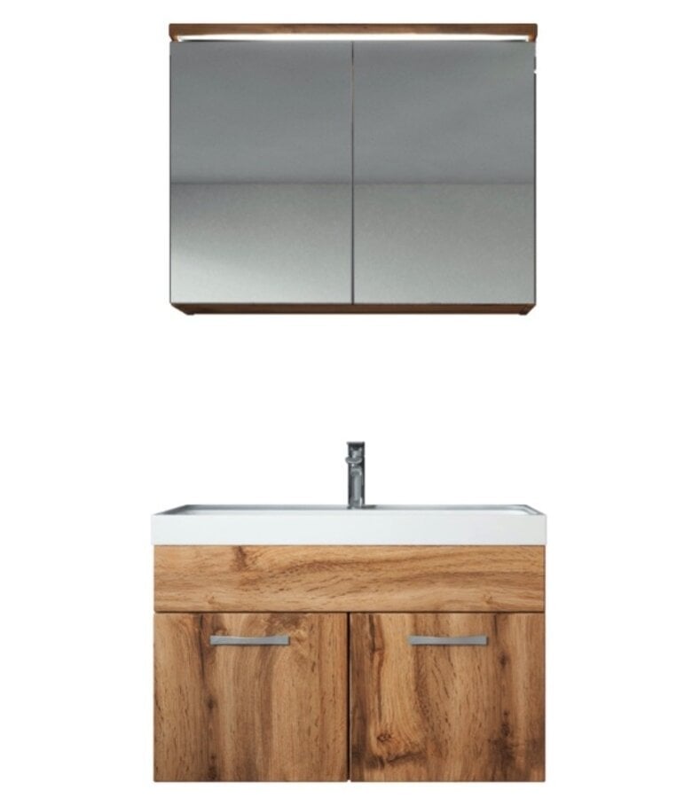 badplaats Badkamermeubel Paso 02 80cm met spiegelkast - eiken