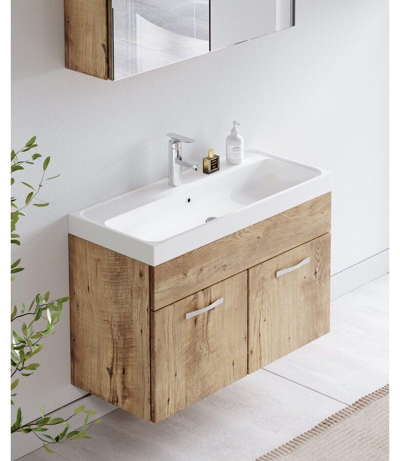 Badplaats Badkamermeubel Paso 02 80cm Met Spiegelkast - Kastanje Eiken