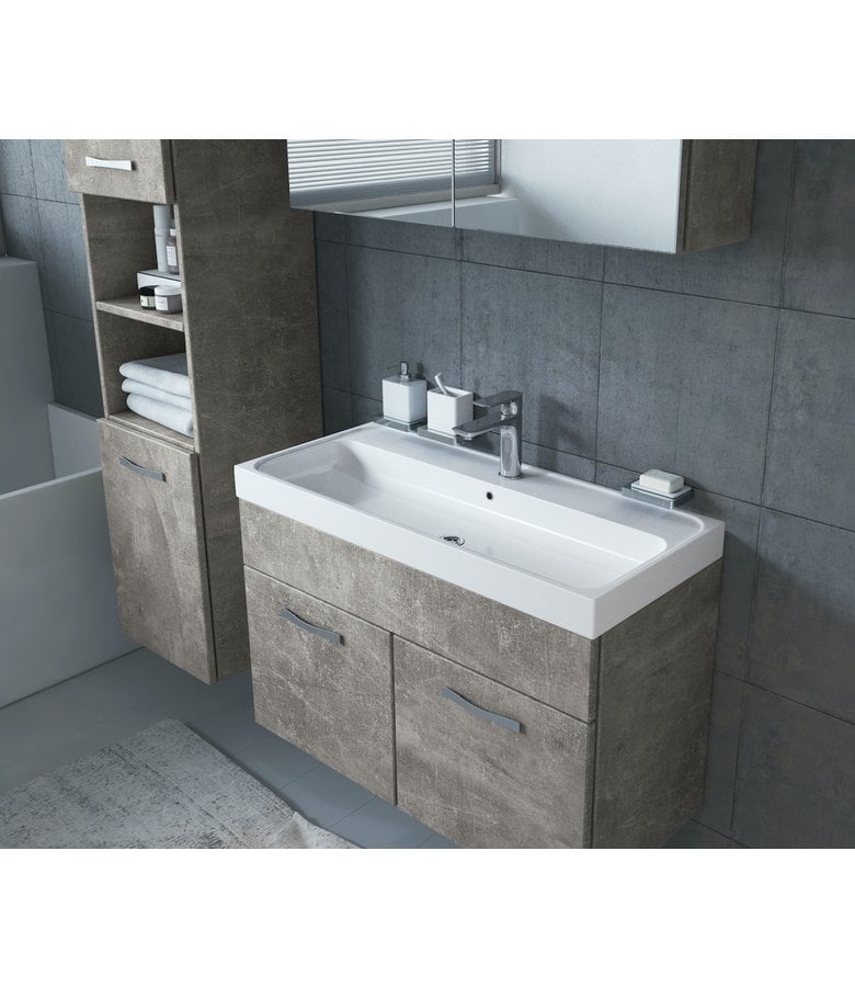 Badplaats Badkamermeubel Paso LED 80cm Met Spiegelkast - Beton Grijs