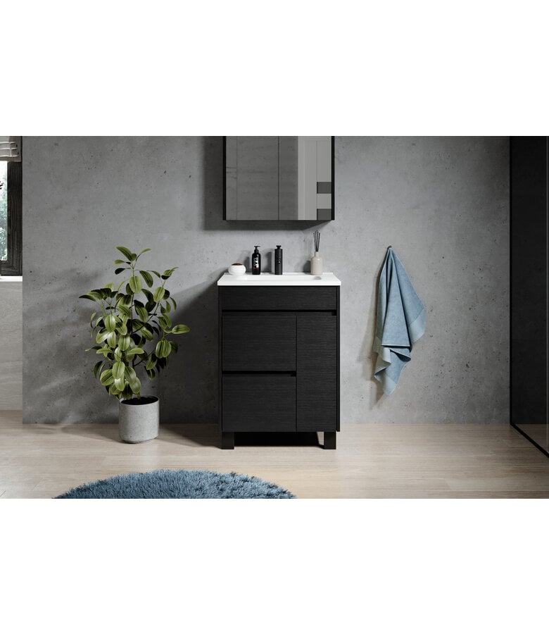 Badplaats Badkamermeubel Salzburg 60cm - Zwart Houtnerf