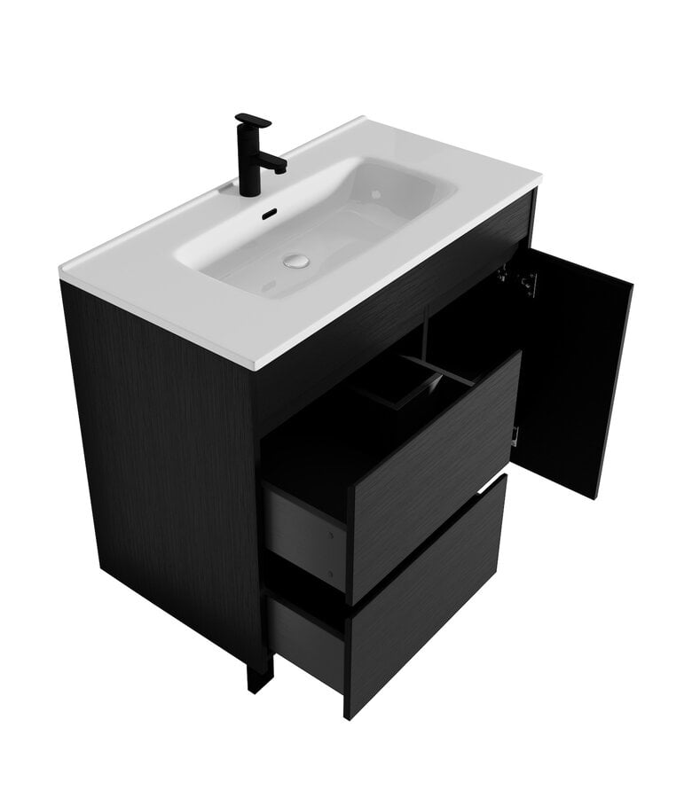 Badplaats Badkamermeubel Salzburg 80cm - Zwart Houtnerf