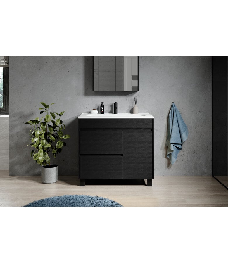 Badplaats Badkamermeubel Salzburg 80cm - Zwart Houtnerf