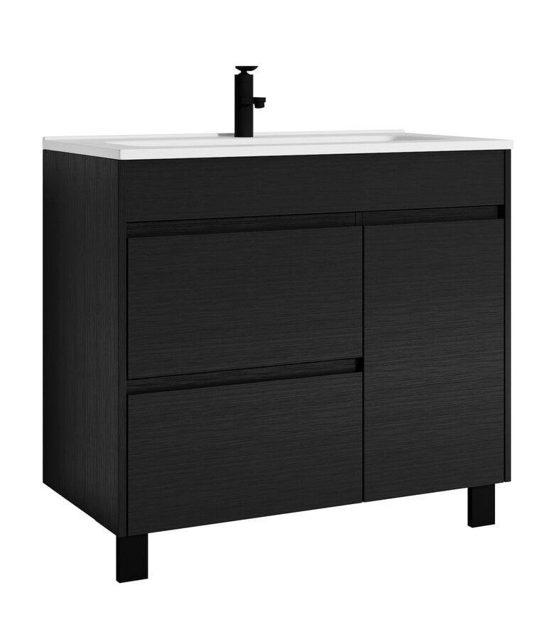 badplaats Badkamermeubel Salzburg 80cm - zwart houtnerf