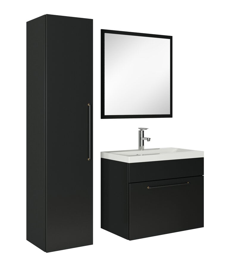 badplaats Badkamermeubel Sierra 60cm complete set met spiegel - mat zwart