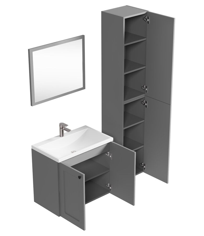 Badplaats Badkamermeubel Sofia 64cm Complete Set Met Zijkast- Grijs