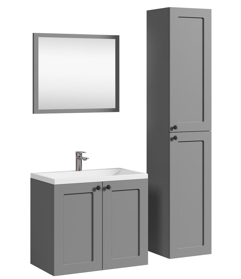 badplaats Badkamermeubel Sofia 64cm complete set met zijkast- grijs