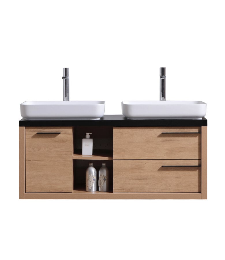 Badplaats Badkamermeubel Vermont 120cm - Eiken Met Zwart Houtnerf - Zonder Wastafel