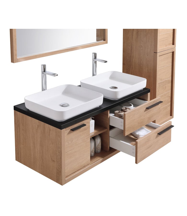 Badplaats Badkamermeubel Vermont 120cm - Eiken Met Zwart Houtnerf - Zonder Wastafel