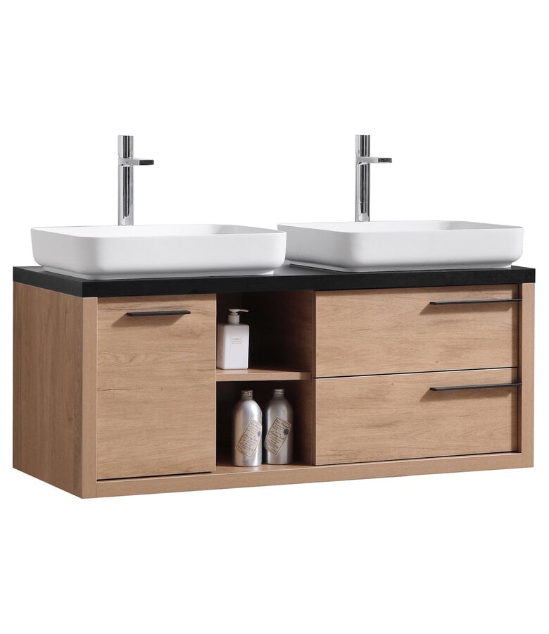 badplaats Badkamermeubel Vermont 120cm - eiken met zwart houtnerf - zonder wastafel