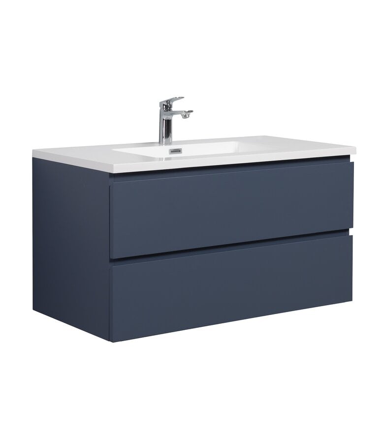 badplaats Badkamermeubel Angela 100cm - mat blauw badplaats Badkamermeubel Angela 100cm - mat blauw