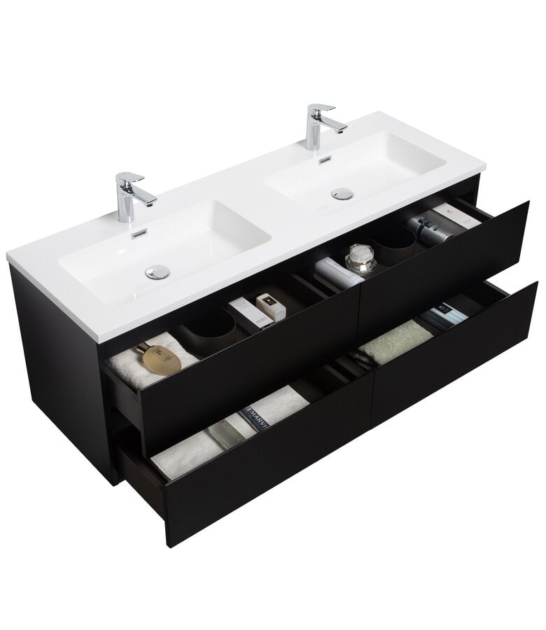 Badplaats Badkamermeubel Angela 140cm - Mat Zwart