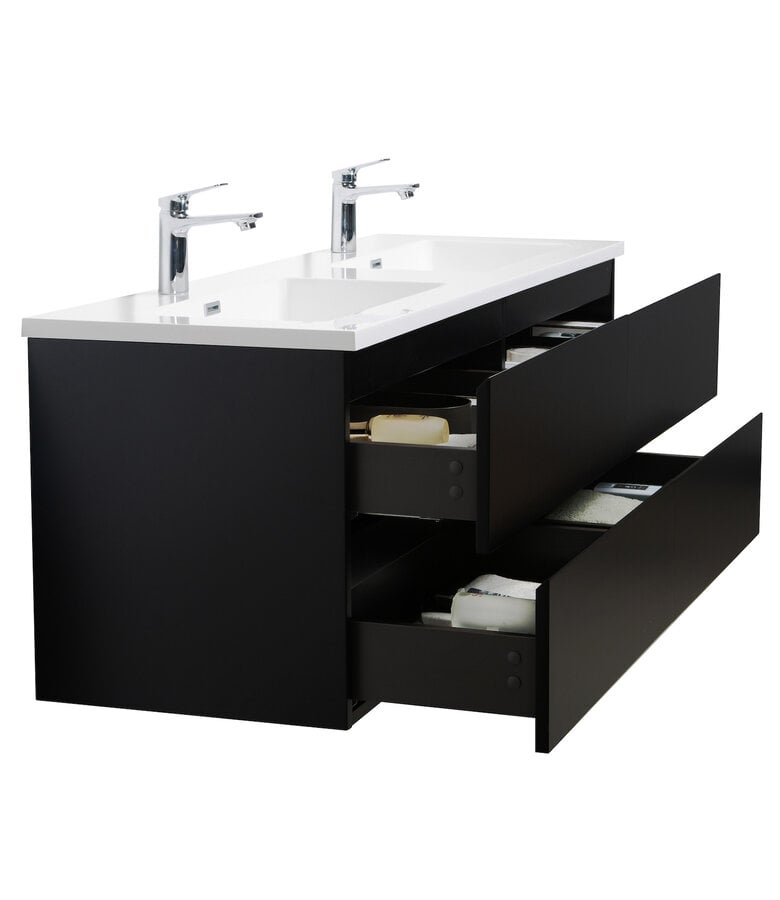 Badplaats Badkamermeubel Angela 140cm - Mat Zwart