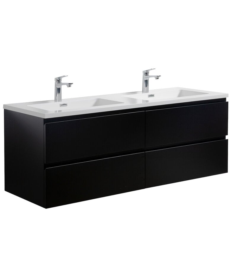 badplaats Badkamermeubel Angela 140cm - mat zwart