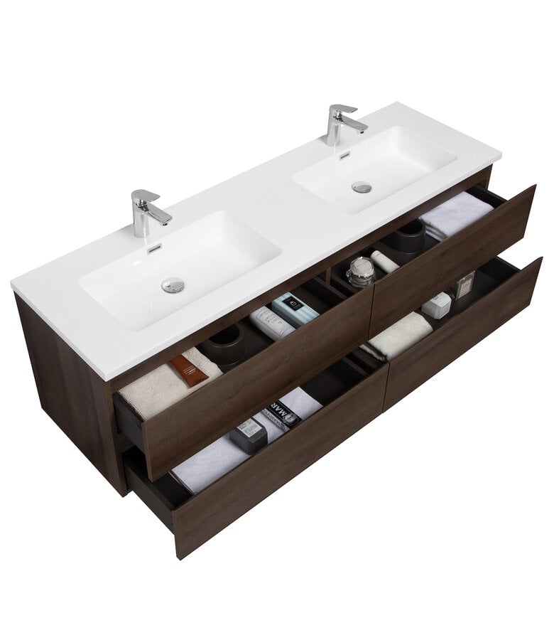 Badplaats Badkamermeubel Angela 160cm - Bruin Eiken